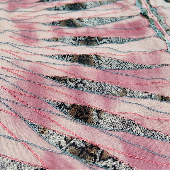 Obstinee By Ika size 12 unique pink & grey zip up shirt with lace & 3/4 sleeves - Picture 12 of 16